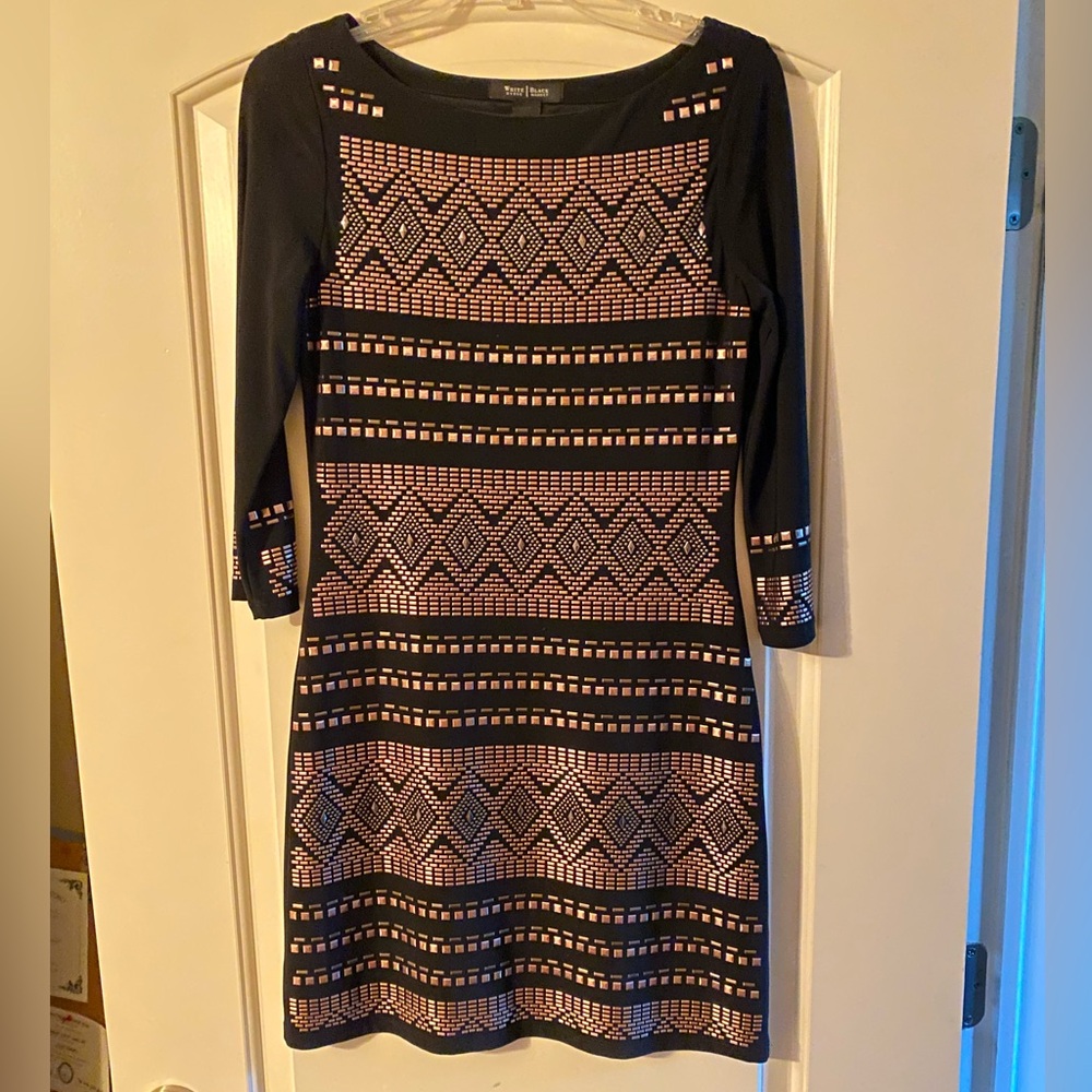 White House Black Market Studded 3/4 Sleeve Dress